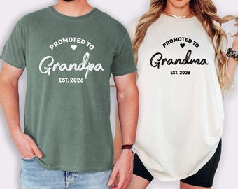 Comfort Colors Promoted to Grandpa Grandma Shirt: Pregnancy Reveal Gift for Grandma