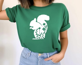 Floral Squirrel Shirt, Squirrel Shirt, Squirrel Lover Shirt, Animal Rescue Shirt, Animal Lover Shirt, Squirrel Gift, Gift for Squirrel Lover