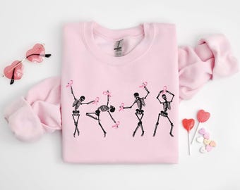 Dancing Skeletons Breast Cancer Shirt, Skeletons Pink Ribbon Cancer Shirt, Halloween Breast Cancer Shirt, Breast Cancer Month Shirt, Cancer