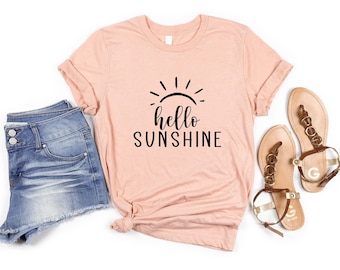 Hello Sunshine Shirt, Summer Shirt, Cruise Shirts, Happy Summer Shirt, Beach Shirt for Women, Girls Trip Shirt, Vacation Shirt, Holiday Tee