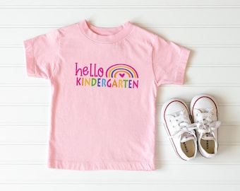Hello Kindergarten Shirt, Kindergarten Teacher Shirt, Kindergarten Rainbow Shirt, Teacher Gift, Back to School Shirt, First Day of School
