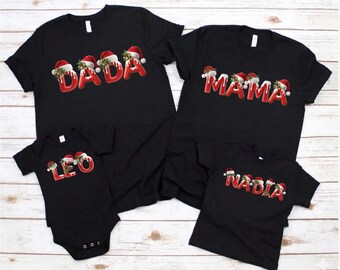 Personalized Christmas Name Shirt, Family Monogram Christmas Shirt, Matching Family Xmas Sweatshirt, Custom Christmas Family Tee