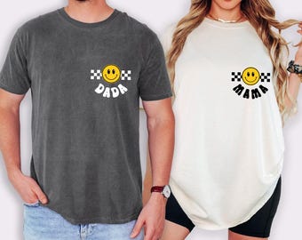 Comfort Colors Mama Dada Smiley Face T-Shirt: One Happy First Birthday Shirt