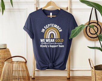 Custom I Wear Gold For Childhood Cancer Awareness Shirt, Gold Cancer Ribbon T-Shirt, Childhood Cancer Support Shirt,Pediatric Oncology Nurse