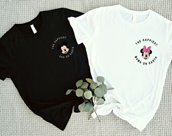 Pocket Size the Happiest Dad-Mama on Earth T-Shirt,  Mickey Minnie Shirt,Family Vacation Shirt, Mama Gift Tees,Mickey Grandma-Grandpa Shirts