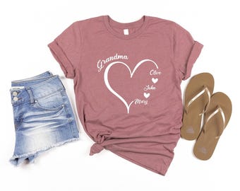 Custom Grandma Shirt, Grandma Heart Shirt, Grandkids Name Shirt, Nana Shirt, Grandma Shirt, Custom Grandma Sweatshirt, Custom Shirt, Grandma