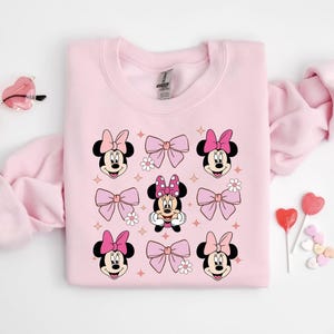 Pink Disney Minnie Bow  Sweatshirt, Minnie Coquette Bow T-Shirt, Disney Minnie Mouse Shirt, Minnie Love Shirt, Valentines Day Sweatshirt