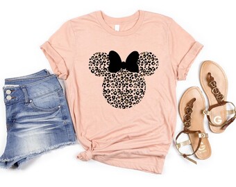 Leopard Minnie Mouse Shirt, Cute Disney Mom Shirt, Minnie Mouse Shirt, Leopard Minnie Ear Shirt, Leopard Women Shirt,  Disney Animal Lover