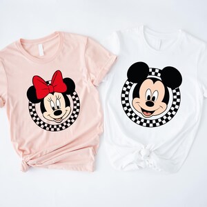 Couple  Mickey and Minnie Checkered Shirt, Girls Minnie Checkered Shirt, Boys Minnie Checkered Shirt, Disney Mickey Minnie Matching T-Shirt