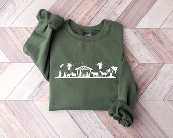Christmas Nativity Sweatshirt, Christian Sweatshirt, Nativity Scene Sweatshirt, Religious Christmas Gifts, Jesus Shirt, Gift For Christian