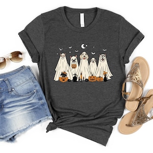 Halloween Shirt, Halloween Sweater, 2024 Happy Halloween, Retro Spooky Season, Halloween Dog Sweatshirt, Ghost Dog Shirt, Dog Lover Gift