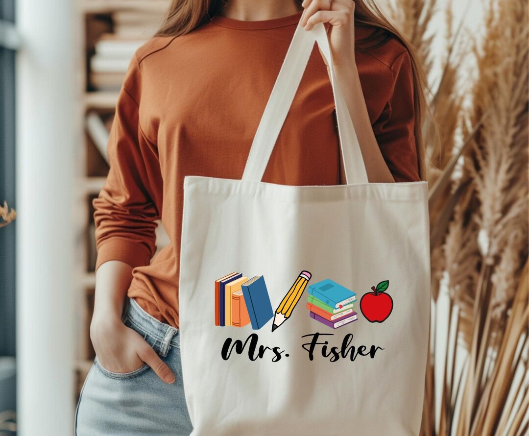Personalized Teacher Name Tote Bag: Custom School Spirit Tote Bag - Etsy