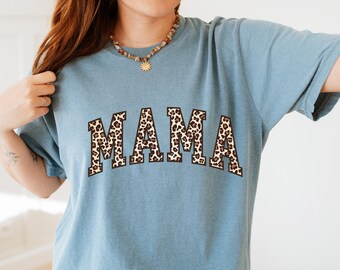 Comfort Colors Leopard Mama T-shirt, Mothers Day Gift, Leopard Mama T-Shirt, Gift For New Mom,  Retro Mama Shirt, Gift For Mom, Mama Shirt