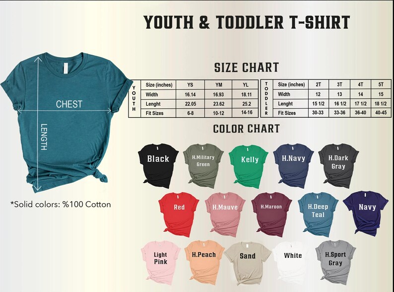 youth and toddler t - shirt sizes chart