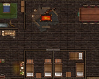 Frontier Farm House (B) Battle Map for TTRPG/VTT, (1 Floor).