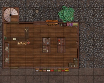 Town General Store (A) Battle Map for TTRPG/VTT, (2 floors).