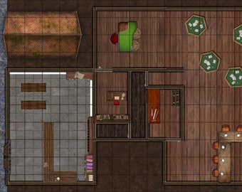 City Gambling Den (A) Battle Map for TTRPG/VTT, (1 Floor).