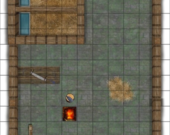 Frontier Barn (B) Battle Map for TTRPG/VTT, (1 Floor).