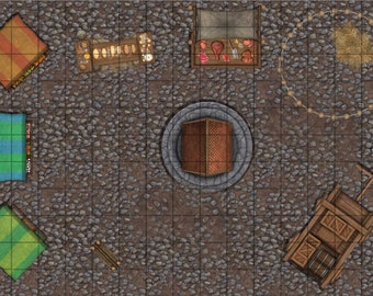 Town Town Square (A) Battle Map for TTRPG/VTT, (1 Floor).