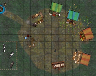 Frontier Market (A) Battle Map for TTRPG/VTT, (1 Floor).