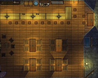 Town Inn (A) Battle Map for TTRPG/VTT, (2 floor and basement).