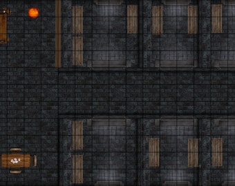 Castle Dungeon (A) Battle Map for TTRPG/VTT, (1 Floor).