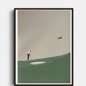 Golf Digital Print,  Green Golf Wall Art for Men, Mid Century Golf Print, Golf Office Poster, Minimalist Golf Print, golf art for office.