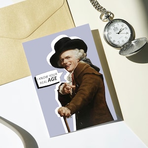 Ich Kenne Dein Wirkliches Alter | Druckbare digitale Postkarte | Katzenliebhaber Geschenk | Sofortdownload | PDF Drucken | Kunst Postkarte | Glückwunschkarte zum Geburtstag