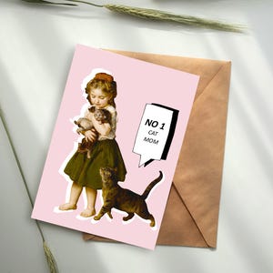 Miglior mamma di gatti / Cartolina digitale stampabile / Regalo per amanti dei gatti / Download immediato / Stampa PDF / Cartolina artistica / Amante dei gatti