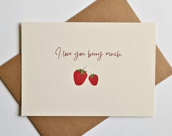 Karte Zwei Erdbeeren - I love you berry much - mit Umschlag