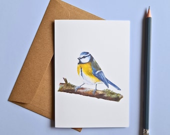 Carte de voeux mésange bleue avec enveloppe