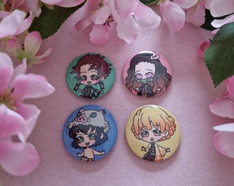 Hashira Buttons Demon Slayer Kimetsu No Yaiba Hashira Chibi Button Badges - Etsy