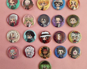 Insignias de botón Demon Slayer Kimetsu No Yaiba Chibi