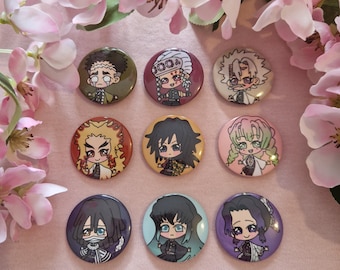 Demon Slayer Kimetsu No Yaiba Hashira Chibi Button Badges