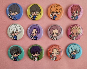 Badges bleus avec cadenas chibi