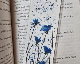 Blue Floral Bookmark | Original Watercolor Bookmark