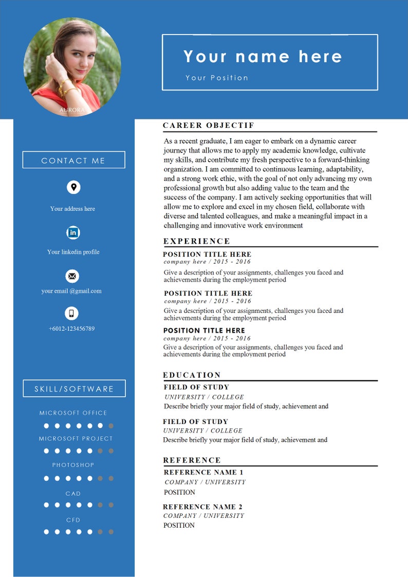 Fresh Graduate Resume Template Ready to Use on the Spot - Etsy
