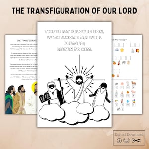 Transfiguration of Jesus, Children&#39;s Worksheets, Children&#39;s Bible Activities, Sunday School, Transfiguration of Our Lord, Homeschooling