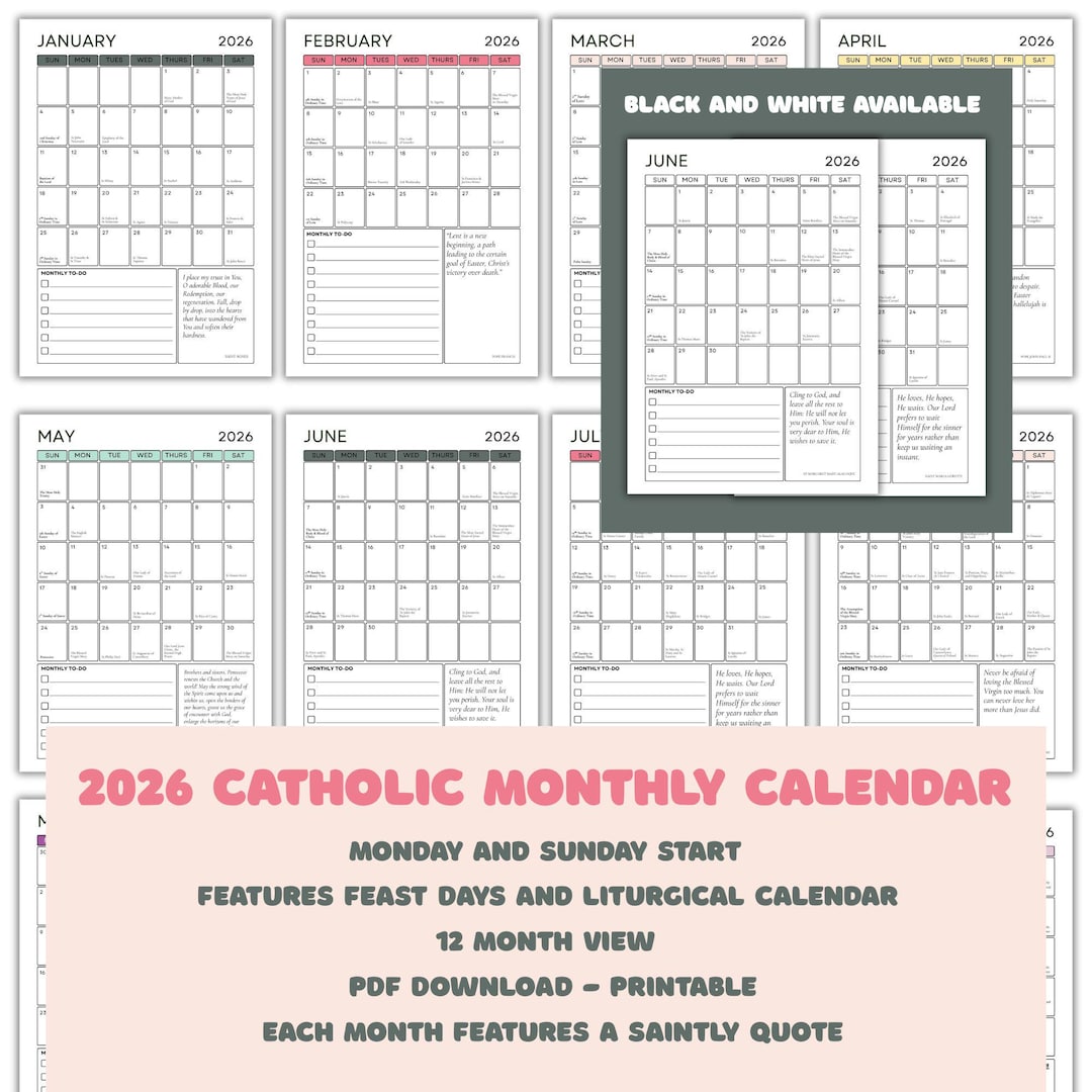 Catholic Liturgical Calendar 2026 Pdf