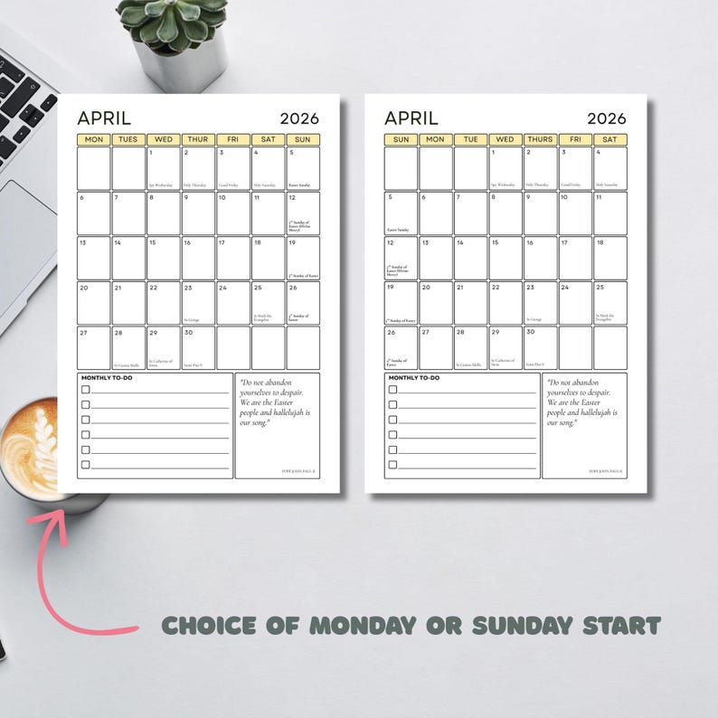 2026 Liturgical Catholic Calendar, Printable Monthly Planner, PDF ...
