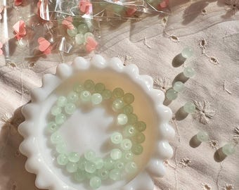 50pc Czech Glass Round Beads – 6mm – Transparent Grey Green – Luster Finish