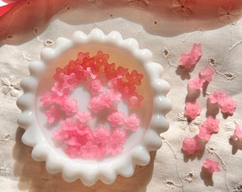 Small Pink Acrylic Flower Bead Caps, Jewelry Making (50 pc)