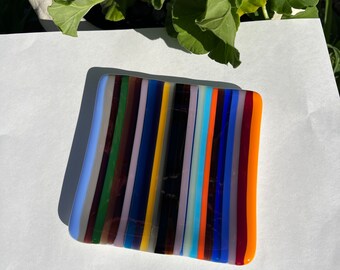 Bright Stripes -  Artisan Fused Glass Plate