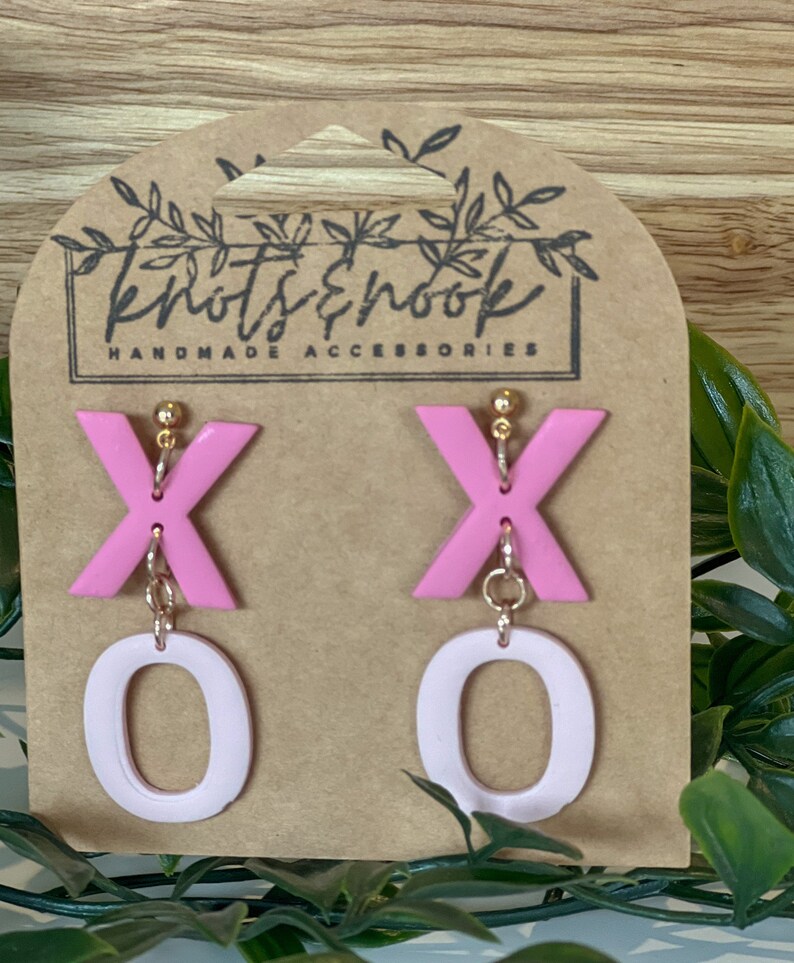 XO Valentine's Day Earrings Handmade Clay Earrings Polymer Clay Minimal