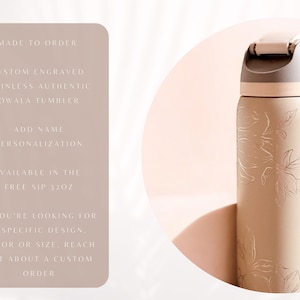 Magnolia Flower Engraved 32oz Tumbler | Owala FreeSip Water Bottle | Insulated Custom Engraved |Travel Mug | Gifts for Her | Mother's Day image 3