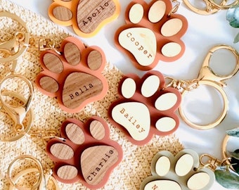 Custom Engraved Dog Paw Print Keychain | Personalized Pet Name Gift | Custom Dog or Keychain | Pet Keychain | Pet Memorial | Minimalist |