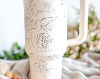 刻印入りハナミズキの花柄スタンレータンブラー、40オンス