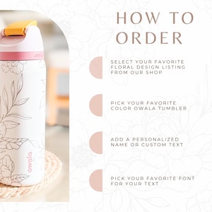 Magnolia Flower Engraved 32oz Tumbler | Owala FreeSip Water Bottle | Insulated Custom Engraved |Travel Mug | Gifts for Her | Mother's Day image 5
