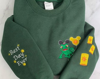 Embroidered Tangled Pascal with Mickey Balloon Lantern Sweatshirt, Best Day Ever Disney Embroidery Shirt, Walt Disney World, Disneyland Trip