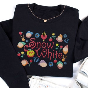 Embroidered Snow White and the Seven Dwarfs Sweatshirt, Disney Snow White Princess Poison Apple Embroidery Shirt, Disneyland Trip Outfit